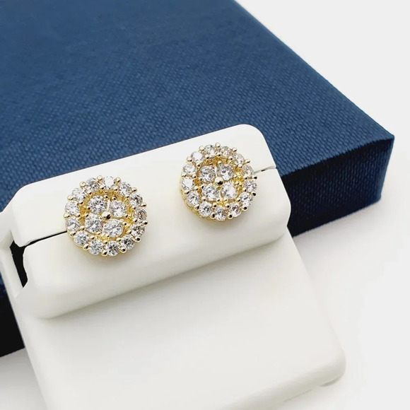 "14K Gold Plated Cubic Zircon Earrings, INUS1BR103 - Picture 4 of 9